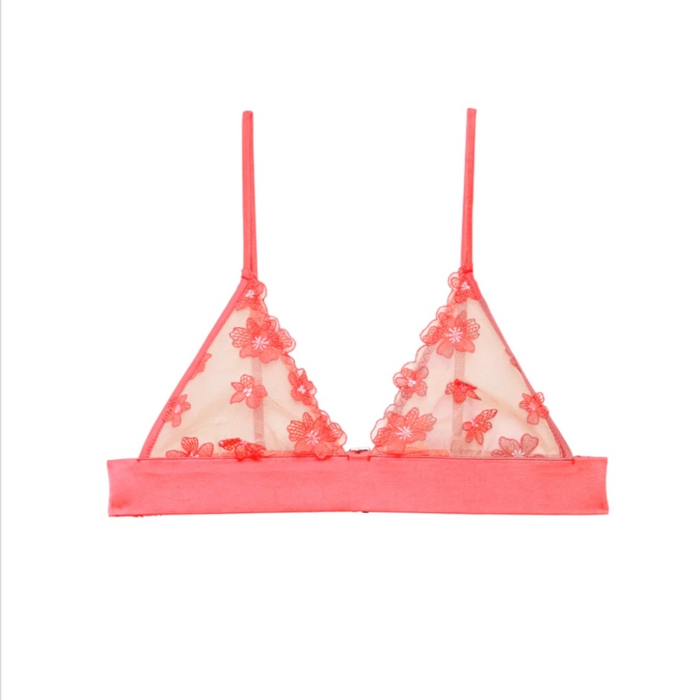 Fleur du Mal Petal Embroidery Triangle Bralette & Cheeky Panty Set (Size M) - Picture 3 of 5